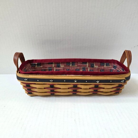 Longaberger Proudly American Cracker Basket Old Glory Liner Protector Set NWOT - Picture 3 of 7
